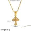 Detailed specs of gold cross necklace with clear stones, dimensions 18.2mm by 11.5mm - Classic Zirconia Cross (TN3361)