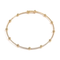 Verstellbares vergoldetes Manschettenarmband mit Kupferperlen und Zirkonia Besatz - Halsreif (1 Stk) / Gold