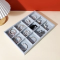 Gray velvet jewelry organizer tray with 12 compartments for earrings and necklaces - Grey Ice Velvet 12-Grid Tray