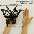 Black wooden butterfly shelf for wall decor, hollow pattern design, size 24x25.2cm - m01789 Simple Butterfly