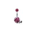 Surgical steel butterfly belly ring featuring pink zircon stones and fringe accents - Pink Round Gemstone