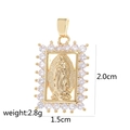 Gold pendant featuring Virgin Mary relief with white zircon frame on white background - White Zirconia Rectangle Virgin Mary D2010JB