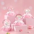 Kawaii pink Sanrio cherry blossom crystal balls with Hello Kitty and Cinnamoroll figures - 2222# (lights + Snowflakes)