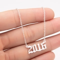 Gothic style 2016 birth year pendant necklace in silver finish for women and girls - 2016 / Steel