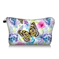 Detailed view of white butterfly floral makeup bag with high-quality printing and zipper - Watercolor Yellow Black Butterfly Floral Print (jiaying146)