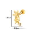 Gold double flower titanium steel stud earrings with zircons and screw ball back - Double Flower (0186-7# Gold)