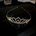 Elegant silver crown headband with sparkling rhinestones and hollow geometric patterns - Silver Style 3 (33#)