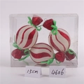Set of 3 white and red glitter spiral candy cane ornaments in clear packaging - Set 24 (Egg Shaped Spiral Candy 15cm - 3pcs)