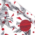 DIY gift wrapping paper with red geometric circles and black striped triangles - Stripes / Geometric