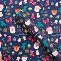 Navy blue Christmas wrapping paper roll featuring Santa Claus and snowman patterns - 75*52CM / Blue