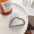 Translucent light purple heart hair claw clip with rhinestones on ceramic tray - 5.4cm / Light Blue