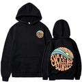 Black hoodie featuring colorful sunset print and Forever Chasing Sunsets text front and back - S / Black