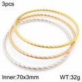 Three-piece set of twisted metal bangles in gold, silver, and rose gold finishes - 3pcs Mixed (Tricolor)