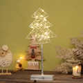 Illuminated silver iron Christmas tree desktop ornament with warm white LED lights - Christmas Tree (37cm)