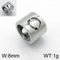 Pendentif cylindre creux argenté 8mm en acier inoxydable pour bijoux hip hop - Lettre O (KLJ1310-Z)