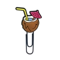 Creative coconut drink paper clip with a pink umbrella and yellow straw detail - 4112-16 Coconut Drink