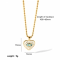 Vergoldete Herzkette mit Evil Eye Anhänger, Zirkonia und blauem Harz für Damen, 18 Karat - Teufelsauge Herz Stil (TN3103)