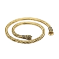 Vintage gold snake chain necklace in stainless steel with detailed serpent head clasp - Type A Gold Snake Head Necklace (KN226377-KJX)