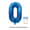 40-inch blue metallic foil balloon number 0 with retail card packaging and straw - Number 0 / 40 Inch / Blue