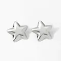 Minimalist 316 stainless steel star stud earrings with a high-polished silver finish - Silver Five-Pointed Star Style (PD3411)