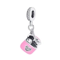 Silberne Heißluftballon Reise-Perle mit rosa Kopfhörer-Etui und funkelnden Zirkonia-Kristallen - Rosa Kopfhörerbox