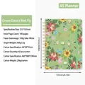 Green 2026 A5 planner with sunflower cover, 140 pages, 100g paper and elastic band - Green & Red Dance (2026)