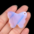 Purple and blue striped opal butterfly pendant hand-carved stone with drill hole - Opal (Synthetic)