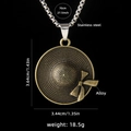 Stainless steel necklace with alloy cowboy hat pendant and dimensions on black background - Bowknot Straw Hat (Bronze) + 70cm Stainless Steel Chain
