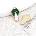 Alloy Chinese cabbage enamel pendant charms for DIY jewelry making size 23x13mm - White Radish Green Leaf (BK1550#)