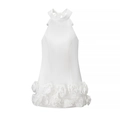 Weißes, enges Neckholder-Kleid mit 3D-Blumendetails am Saum und ärmellosem Design - S / Weiß