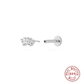 S925 sterling silver flat back stud with crown shaped marquise zircon cluster - #4 Fan Crown / White Gold