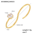 Anillo de doble dedo en forma de S dorado con circón 3A y baño de oro 18K PVD - US 7 / Dorado