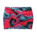 Bohemian 18cm wide tie-dye twisted knot headband with vibrant red and blue print - Blue Red Black Tie-Dye