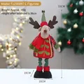 Plush Christmas reindeer doll with telescopic legs in red green plaid outfit, 53cm tall - Reindeer