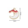 Christmas Santa on moon alloy enamel pendant for DIY jewelry, 2.1cm x 1.6cm size - 2328 Moon Santa