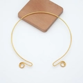 Golden minimalist metal torque collar necklace for traditional DIY jewelry crafting - Small Spiral Yingluo Collar Electrophoretic Imitation Gold