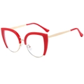 Montura de gafas cat eye en metal rojo y dorado, gafas retro con filtro de luz azul - Rojo