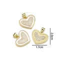 Detailed view of 2.0cm x 1.7cm heart pendant with white inlay and gold grid back - Rhinestone Heart (Natural Shell)