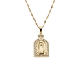 Detail of gold virgin mary pendant necklace with sparkling zircon accents on white background - Style 0253DL 40CM Bead Chain