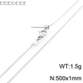 Minimalist 1mm silver thin chain necklace 500mm length with lobster clasp for women - 500mm x 1mm / Silver (1.5g) (KN293055-ZWY)