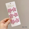 Set of 6 pink star-shaped hair clips for girls, 3cm painted alloy metal hairpins - 14# Deep Pink Lacquer Star Set of 6