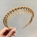 Wavy khaki matte headband with teeth for women, approximately 35cm circumference - 174 Wave Style / Khaki