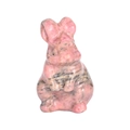 Hasen-Figur aus rosa Naturkristall mit grauer Textur für dekorative Zwecke - Rhodochrosit