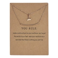Golden multilayer necklace with crown and tube pendants on a YOU RULE paper card - Gold Multi-layer Crown Tube Necklace (NC18Y0370)