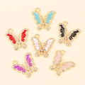 Colorful butterfly alloy charms with rhinestones in six vibrant colors for DIY jewelry - KC Gold - Mixed Colors