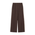 Vintage brown straight-leg jogger pants with white side stripes and elastic waist - S / Pants