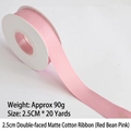 2.5cm wide matte cotton ribbon in dusty pink for gift wrapping and flower bouquets - Double-sided Matte Cotton / 2.5cm Wide * 20 Yards / Dusty Rose