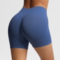 Blue high-waisted seamless workout shorts with scrunch butt lift and quick-dry fabric - Blue Gray