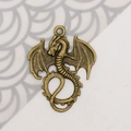 Vintage bronze alloy dragon pendant charm for DIY handmade jewelry and bracelet making - Antique Bronze