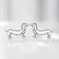 Cute S925 sterling silver dachshund puppy stud earrings with polished mirror finish - 925 Silver / Silver